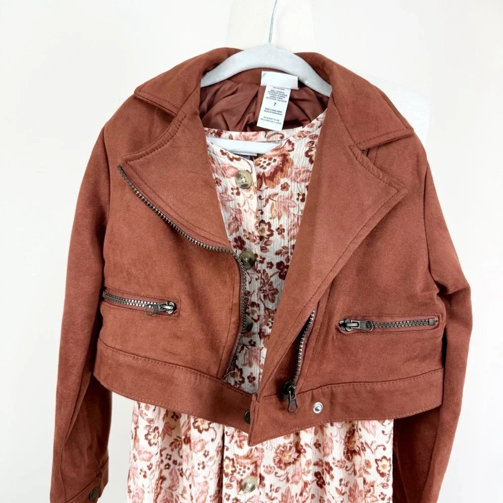 Nicole Miller Tan 2 pieces Jacket and Floral Dress